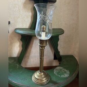 Antique brass altar candle holder spring loaded church candle